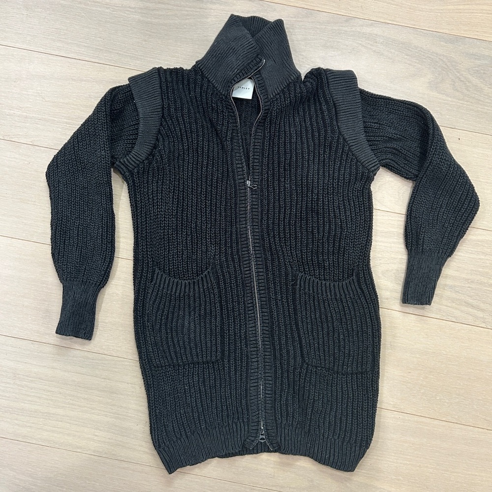 Varley Tori Knit Jacket Charcoal Knit Zip-Up Sweater | XS